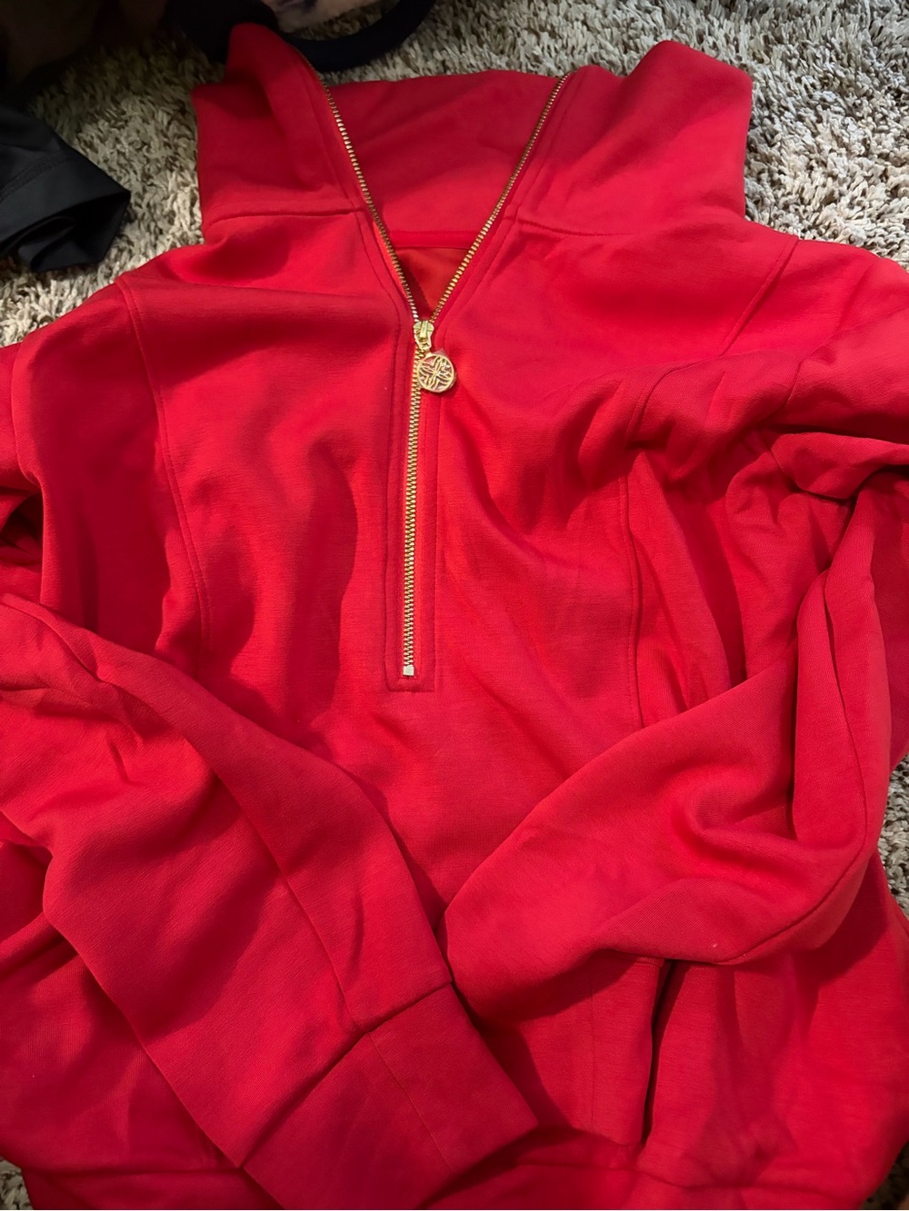 Lily Pulitzer Red Half-Zip Hoodie Sweater